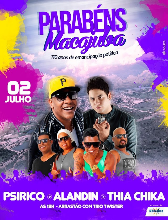 Dia 2 de Julho Macajuba vai parar!!! Psirico na avenida! 