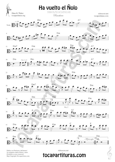  Viola Partitura de Ha vuelto el Ñolo Sheet Music for Viola Music Score