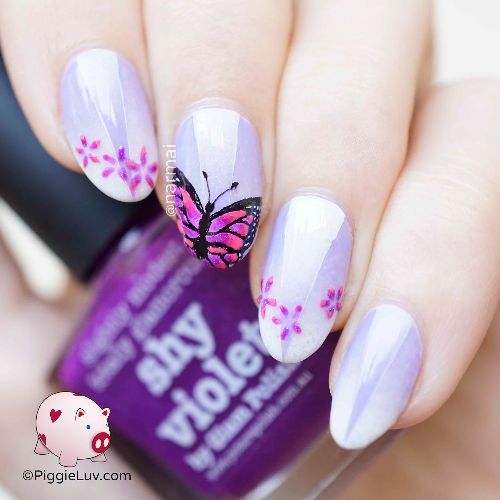 Gradient butterfly nail art for Picture Polish Challenge | PiggieLuv