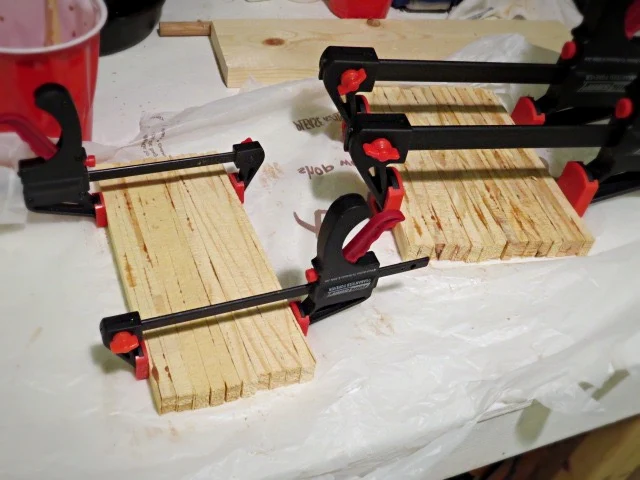 clamping glued shims together