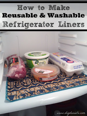 DIY Reusable and Washable Refrigerator Shelf Liners This tutorial will cover how to make easy, reusable, and washable refrigerator liners using PUL fabric. This is a great way to use extra PUL if you have some laying around from making cloth diapers. It's also a great item to make to help make cleaning your refrigerator fast and easy. I found having two sets to be perfect for easily swapping out liners on cleaning day.