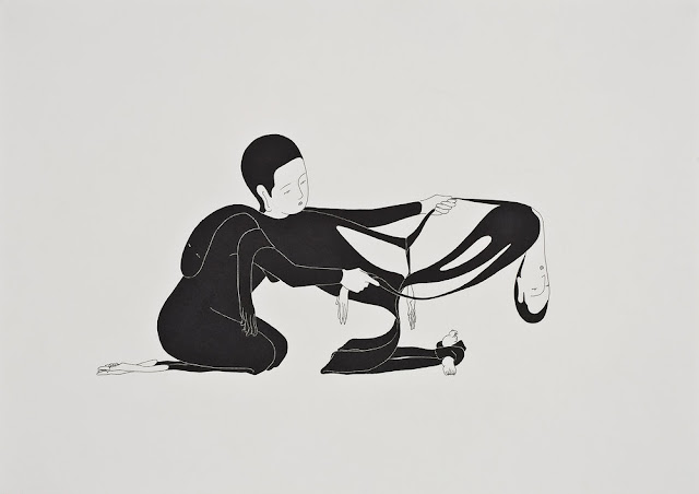 Moonassi - "Visible invisible" - 2010 | creative emotional drawings, deep feelings, sad, black and white, cool stuff, pictures | imagenes de quietud soledad tristeza, emociones y sentimientos, dibujos bonitos minimalistas | dessins