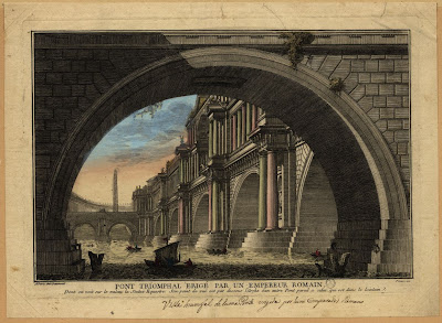 Pont triomphal erigé par un Empereur Romain. Piranesi. Biblioteca Nacional. Reconstituição fantasiosa da Antiga Roma