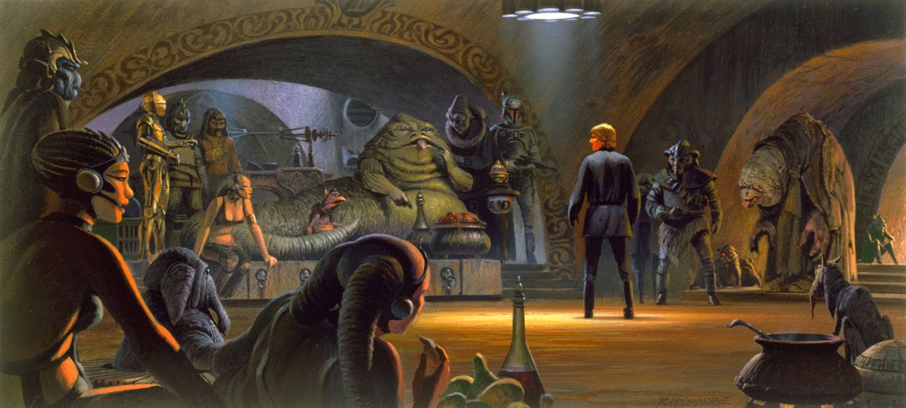 Ralph McQuarrie Star Wars Concepts 51-55 … Jabba and other creatures in his palace Ralph McQuarrie Star Wars Concepts 51-55 … Jabba and other creatures in his palace
