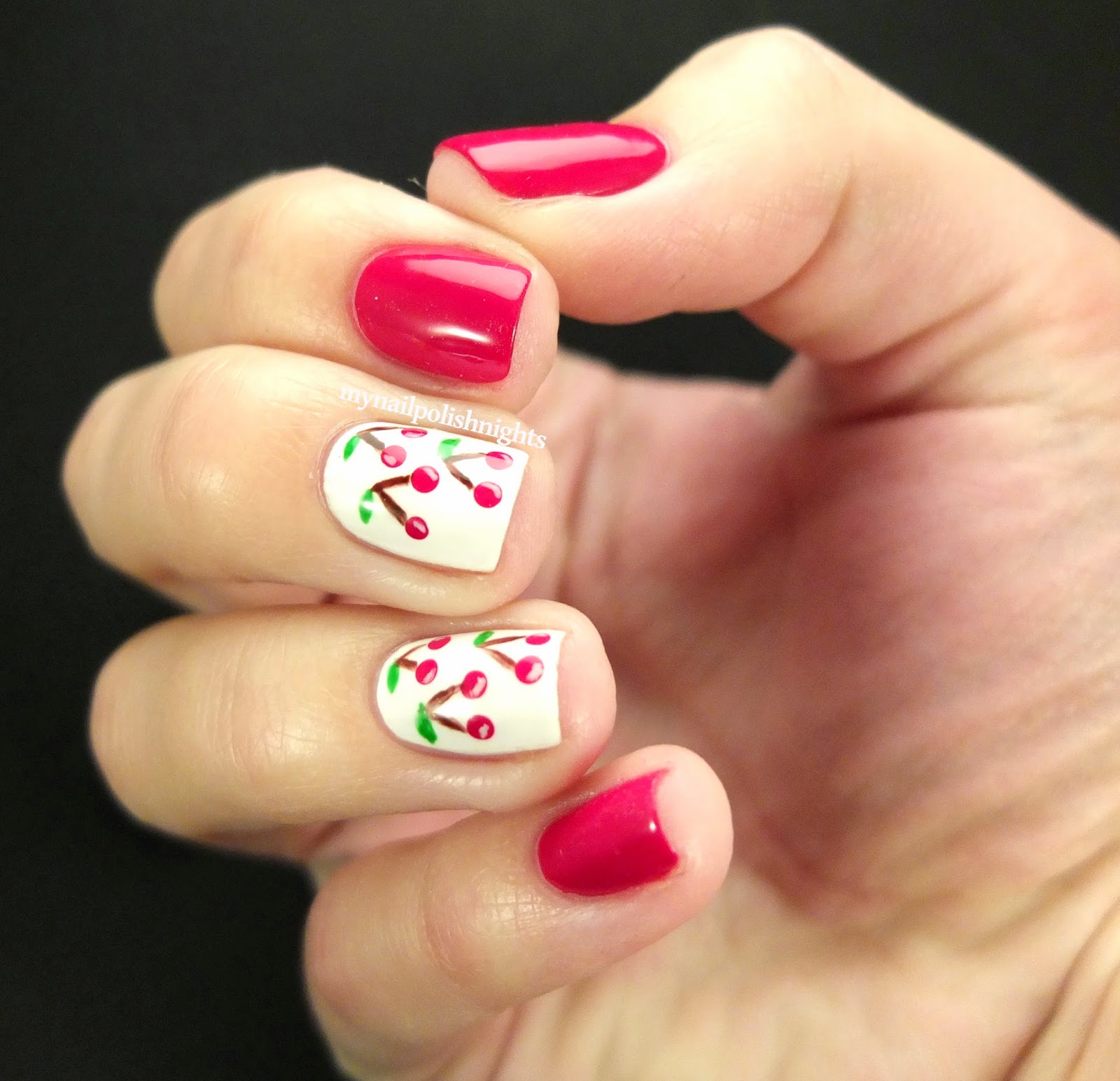 My Nail Polish Nights Cherries on my nails. Using Revlon Cherries in