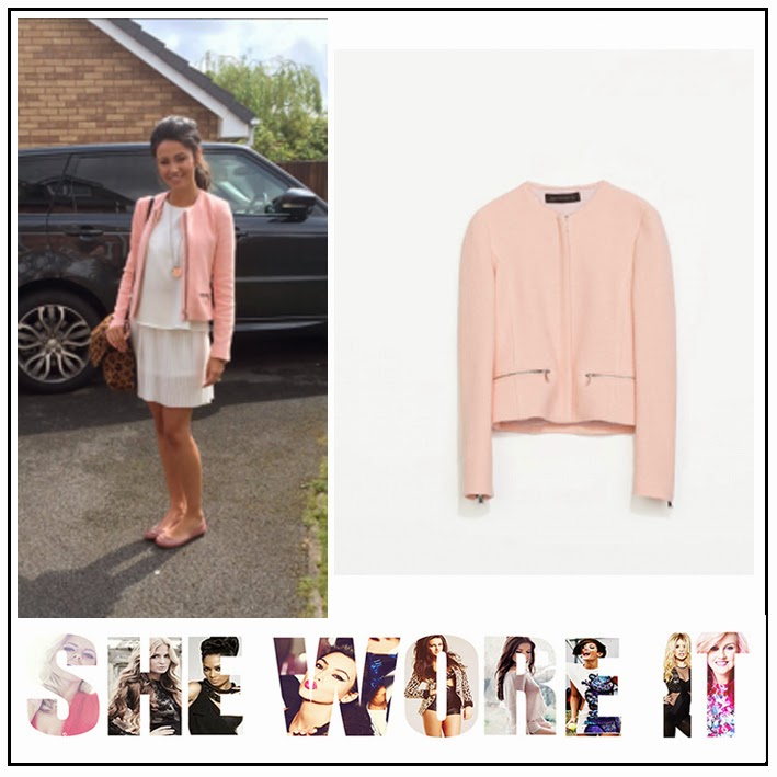 pink boucle jacket zara