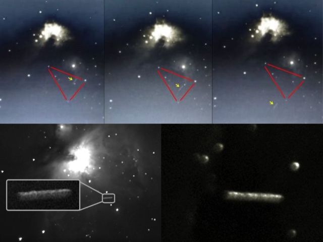 Formation Cigar-shaped UFOs traveling through space next to the Orion Nebula  UFOs%2BOrion%2BNebula%2BSpace%2B%25283%2529