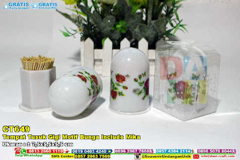 Tempat Tusuk Gigi Motif Bunga Include Mika