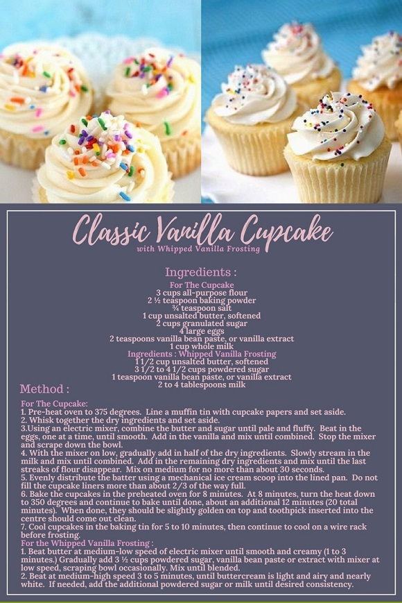 CLASSIC VANILLA CUPCAKES WITH WHIPPED VANILLA FROSTING RECIPE SHC Cupcake and Muffin Recipes