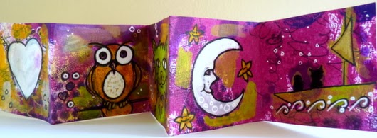 Whoopidooings: Carmen Wing - The Owl & The Pussycat mini accordion book - Mixed Media