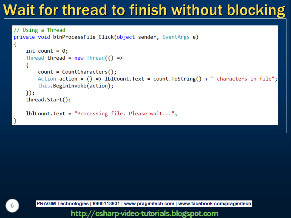 Sql server, and c video tutorial c wait for thread to finish