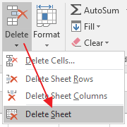 Menu Delete Sheet Excel