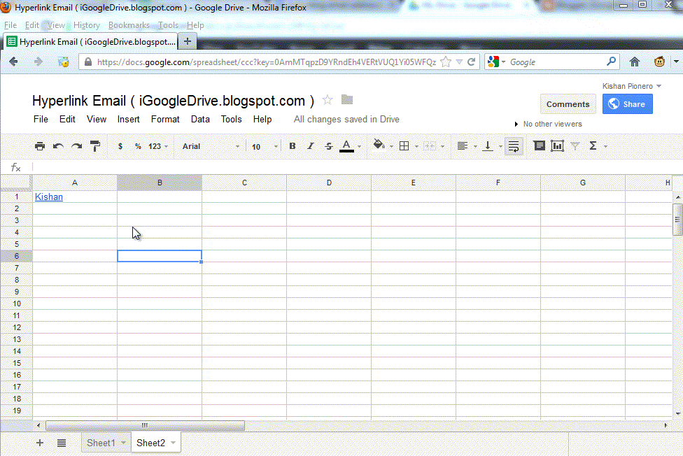 iGoogleDrive Google Spreadsheet HyperLink to Send Email