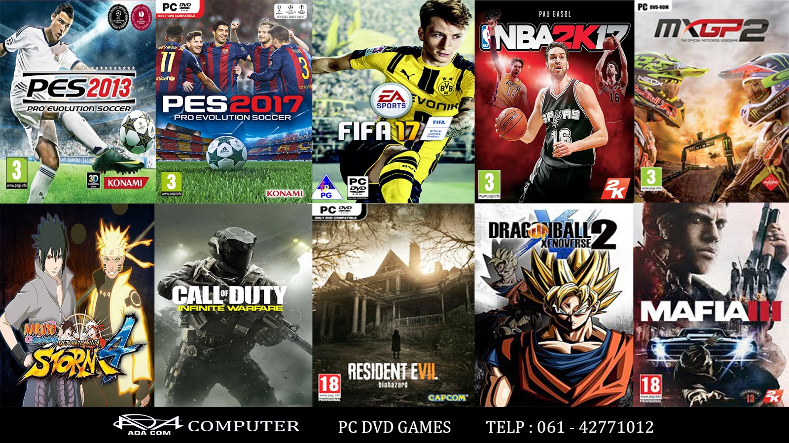ADA COMPUTER PC DVD GAMES 2017