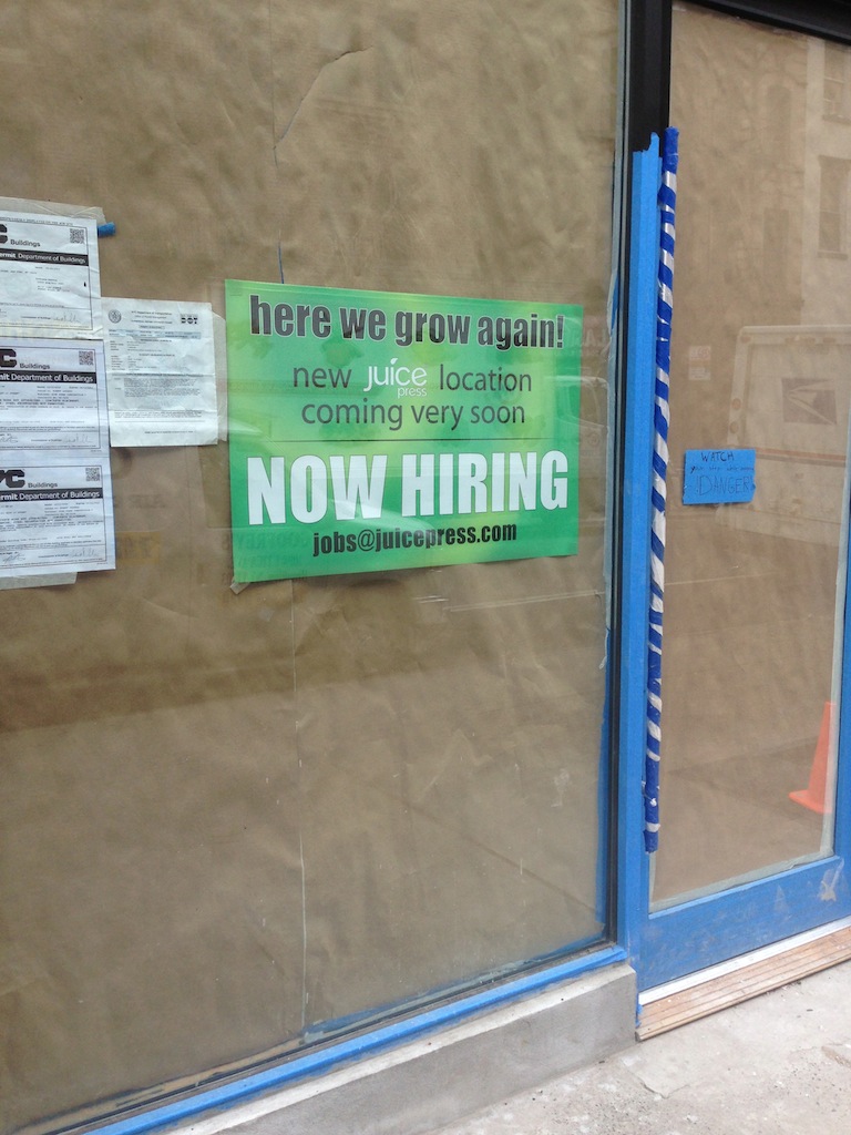 EV Grieve Juice Press now hiring on East 10th Street