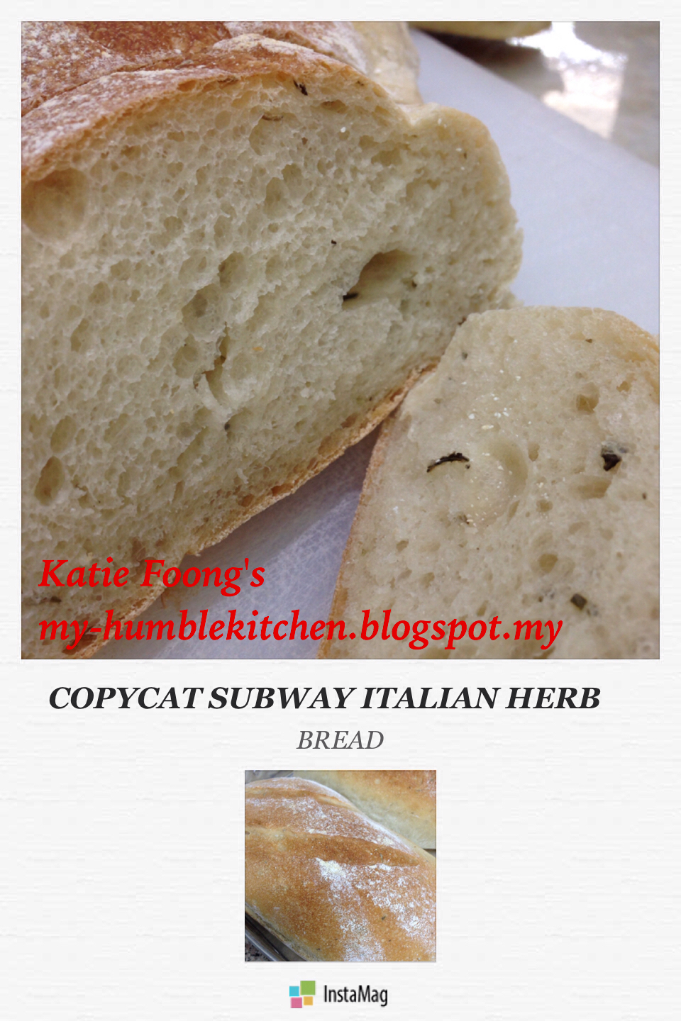 MYHUMBLEKITCHEN COPYCAT SUBWAY ITALIAN HERB BREAD