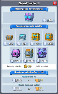 Liga Desafiante 3 Clash Royale - Recompensas e Baús