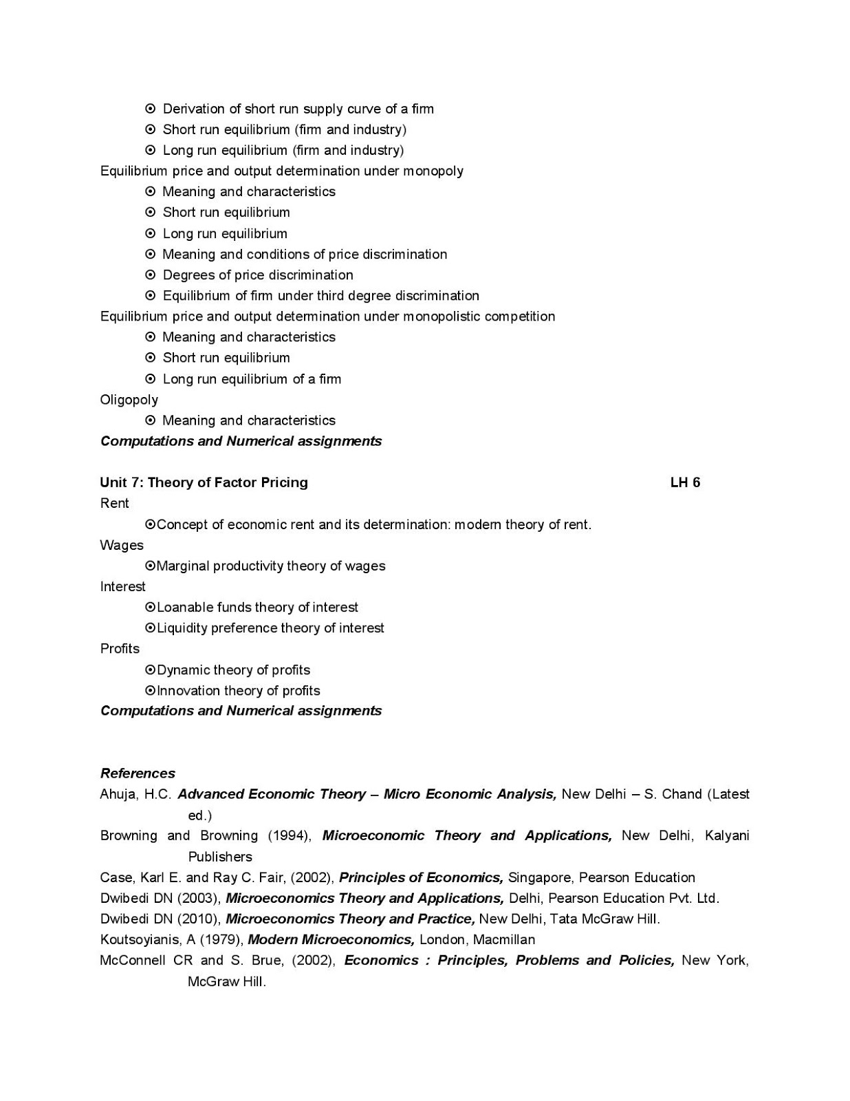 BBS First Sem, Microeconomics Syllabus (NEW) | Educational Information
