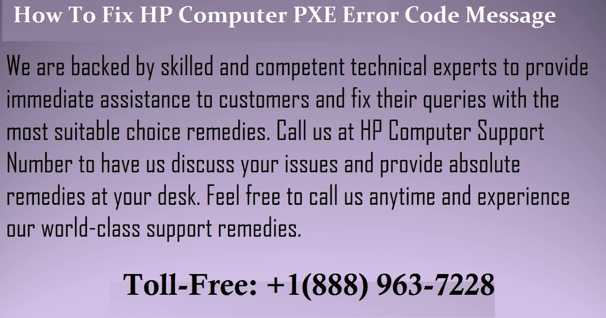 Dial +1(888) 763-7228 How To Fix HP Computer PXE Error Code Message?