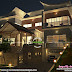 Curvy roof house in night view