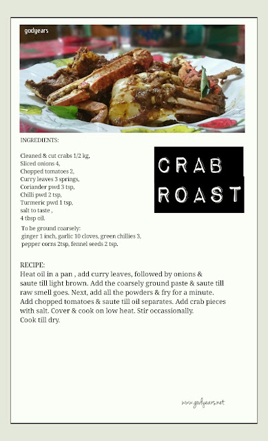 Kerala style crab roast recipe Godyears