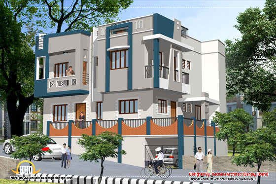 India house design - Elevation view 1 - 2435 Sq.Ft.