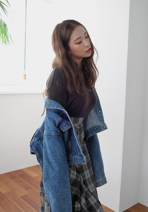 [Stylenanda] Extended Sleeve Denim Jacket KSTYLICK Latest Korean
