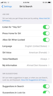 Cara Mengatur Set Up Siri Pada iPhone 8 dan Malatih Siri Untuk Mengenali Suara anda