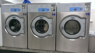 washing machines in a laundromat 