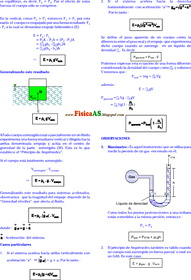 HIDROSTÁTICA TEORIA Y PROBLEMAS CON RESPUESTAS
