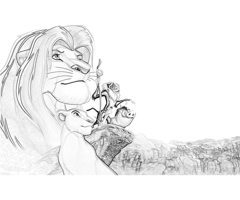 Printable The Lion King Simba Characters Coloring Pages title=