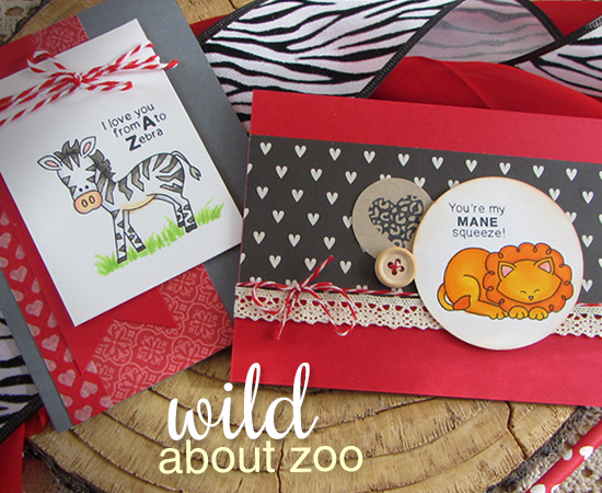 Zoo Animal Valentine Cards by Jennifer Jackson | Newton's Nook Designs | Wild about Zoo Stamp Set