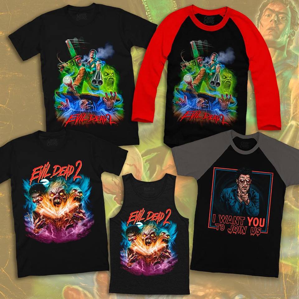 Mens Evil Dead 2 Blood Red Ash Williams Black T-Shirt