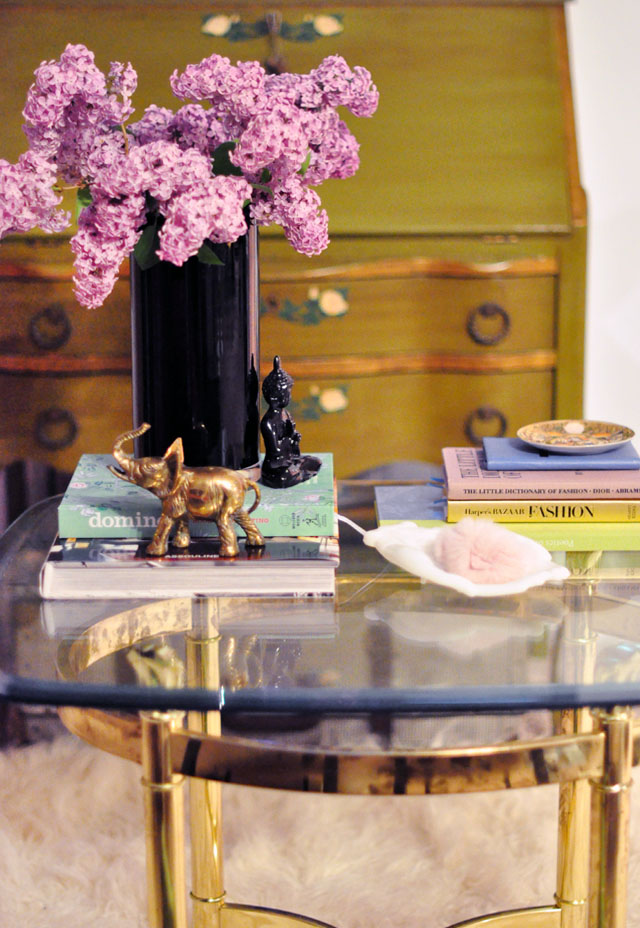 fresh cut lilacs, flowers as decor