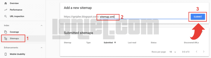 Memasukkan Sitemap ke Search Console Google Webmaster