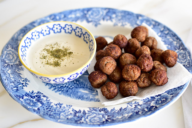 Fried Kibbeh Bites with Tahini Dipping Sauce