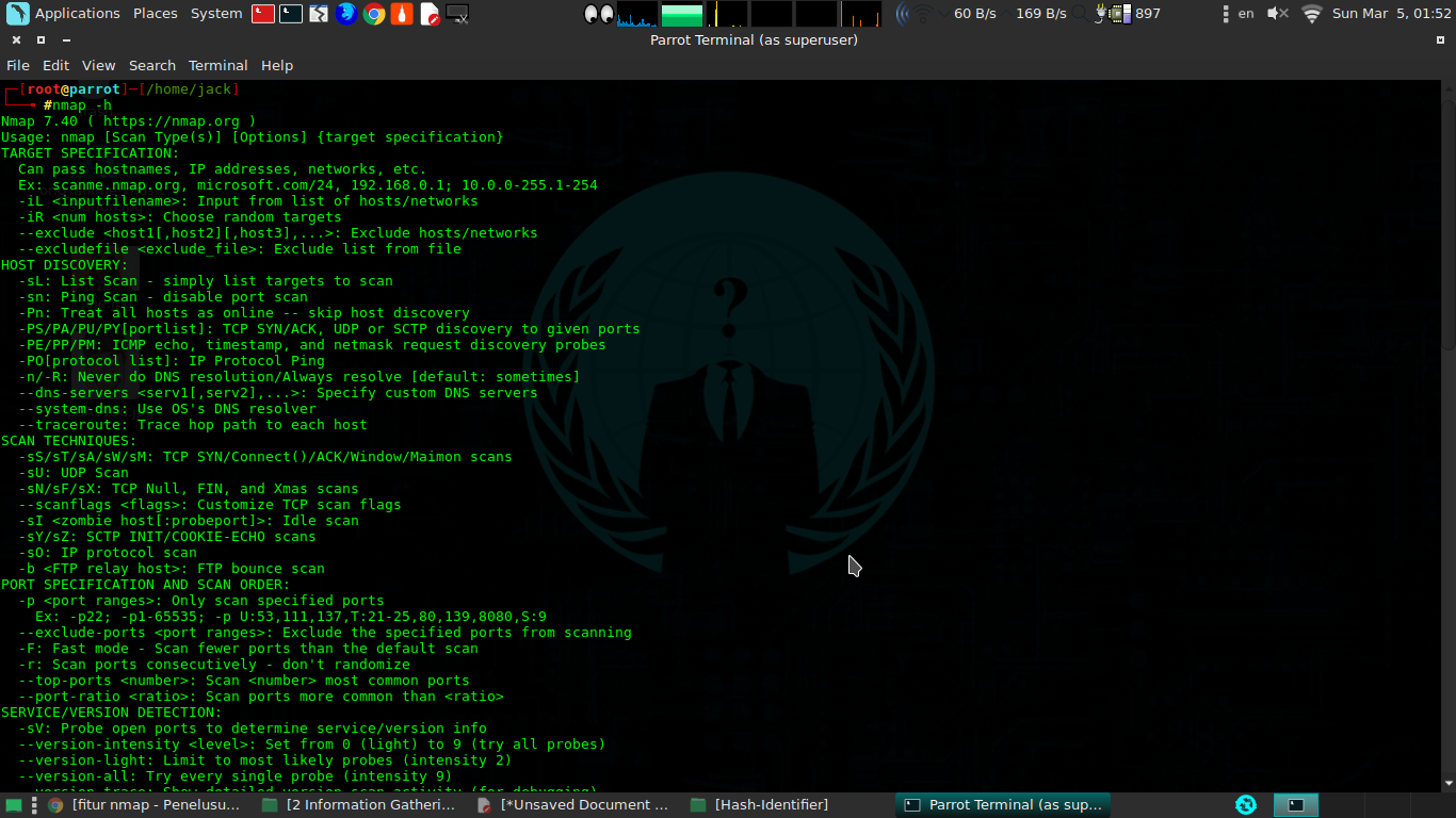 Scan Port dengan Nmap di Linux ParrotOS Information Gathering Abdur