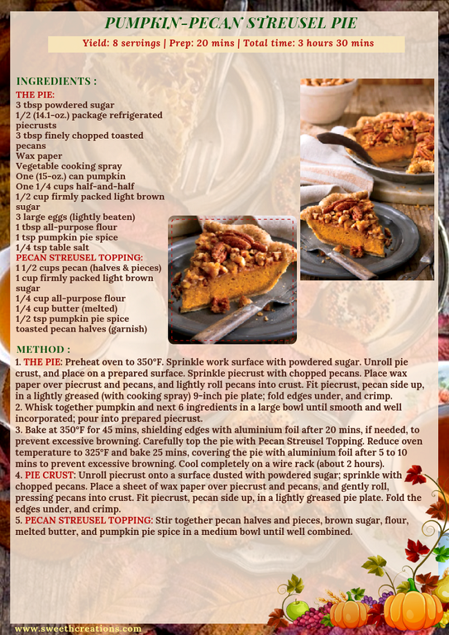 SHC 15 EASY TASTY PUMPKIN DESSERT RECIPES PUMPKIN-PECAN STREUSEL PIE RECIPE