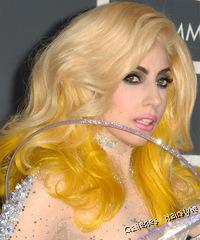 hairscut lady gaga medium bang, hairstyle blonde