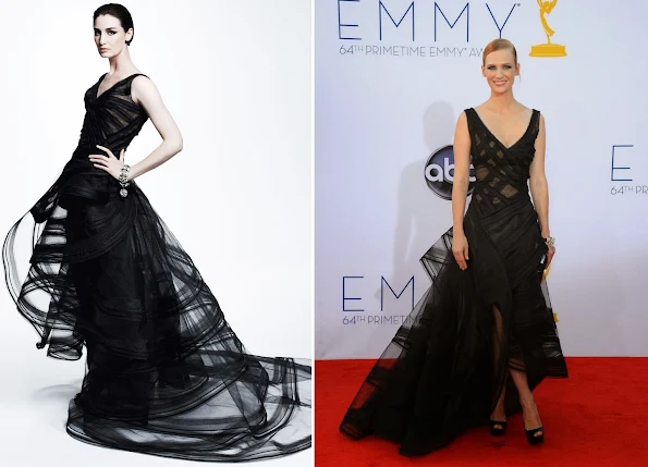 The "Mad Men" star January Jones wearing a showstopping Zac Posen gown from Resort 2013 collection.