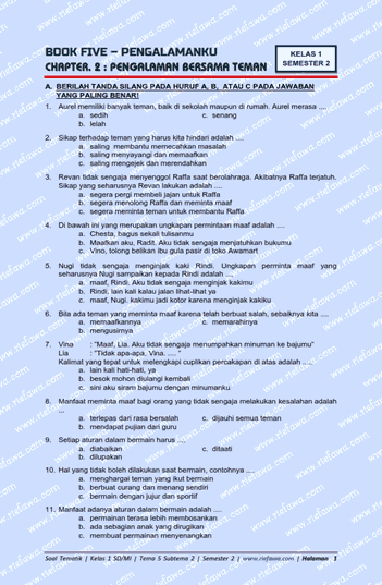 Soal Mid Semester 2 Kelas 1 Tema 5 Ilmusosial Id