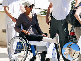 PICTURE of Halle Berry On Crutches: She Broke Her leg Chasing A Goat 6