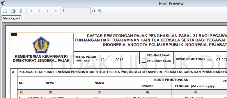 Cara Print E Spt Pph 21 Tahunan Tentang Tahun