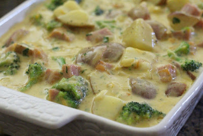 potato casserole in a dish