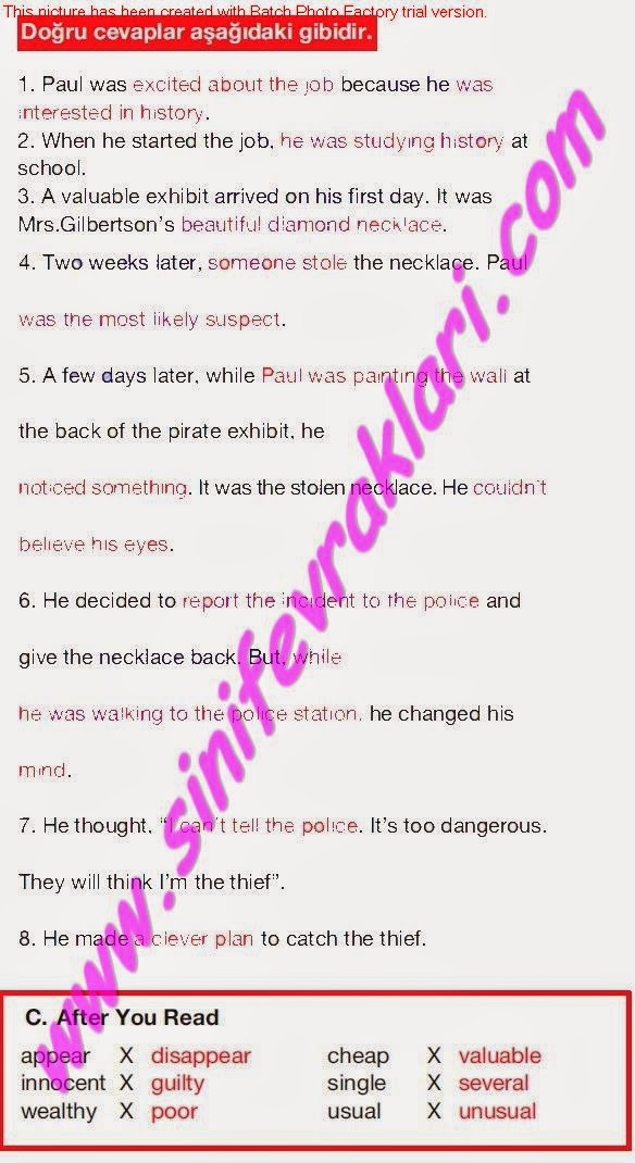 8.SINIF İNGİLİZCE MEB YAYINLARI DERS KİTABI CEVAPLARI SAYFA 68 - Ders