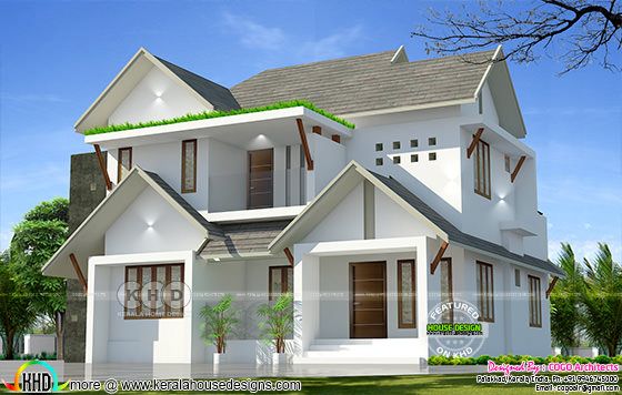 1850 sq-ft 4 bedroom mixed roof modern house