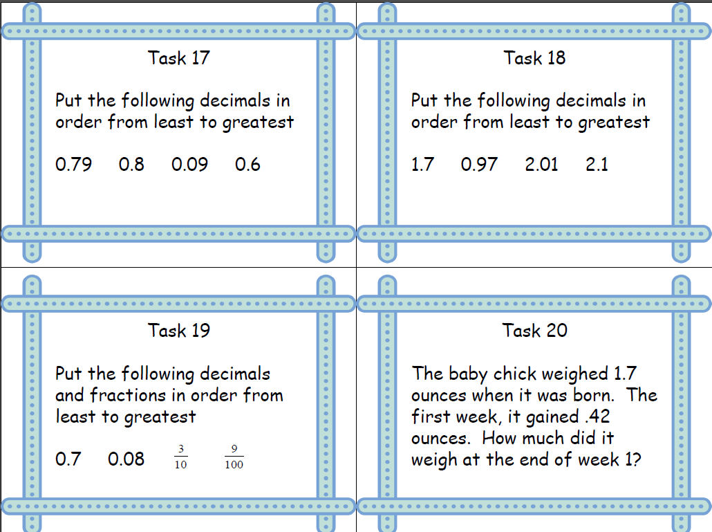 The Elementary Math Maniac Decimal and Money Task Cards Common Core