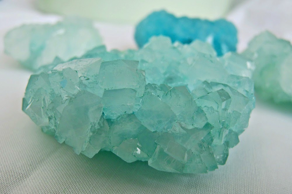 Pale green borax crystals