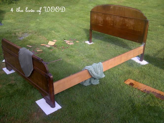 4 the love of wood ROSE BED WITH A VENEER TIP white vintage double