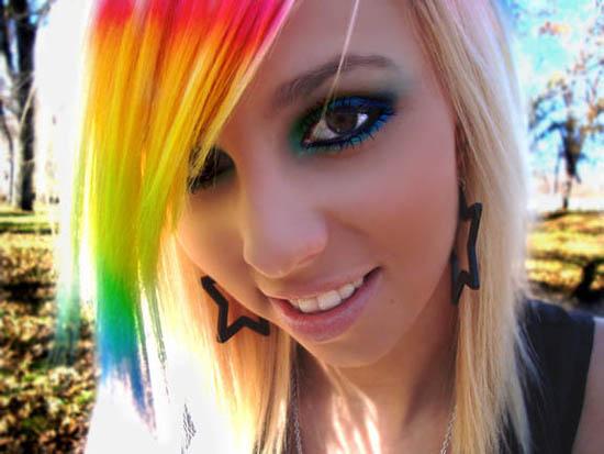 Girls With Rainbow Colored Hair Emo Lazy